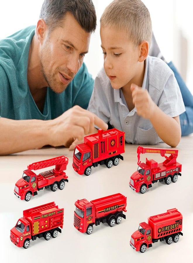 Bloolilies 6 Pack Diecast Cars Toys, Mini Fire Trucks for Toddlers 3-5 Kids Fire Engine City Emergency Vehicles Set for Boys Girls Age 3 4 5 6 7 Years Old Firetruck Party Decorations Easter Valentines Gifts - Image 3